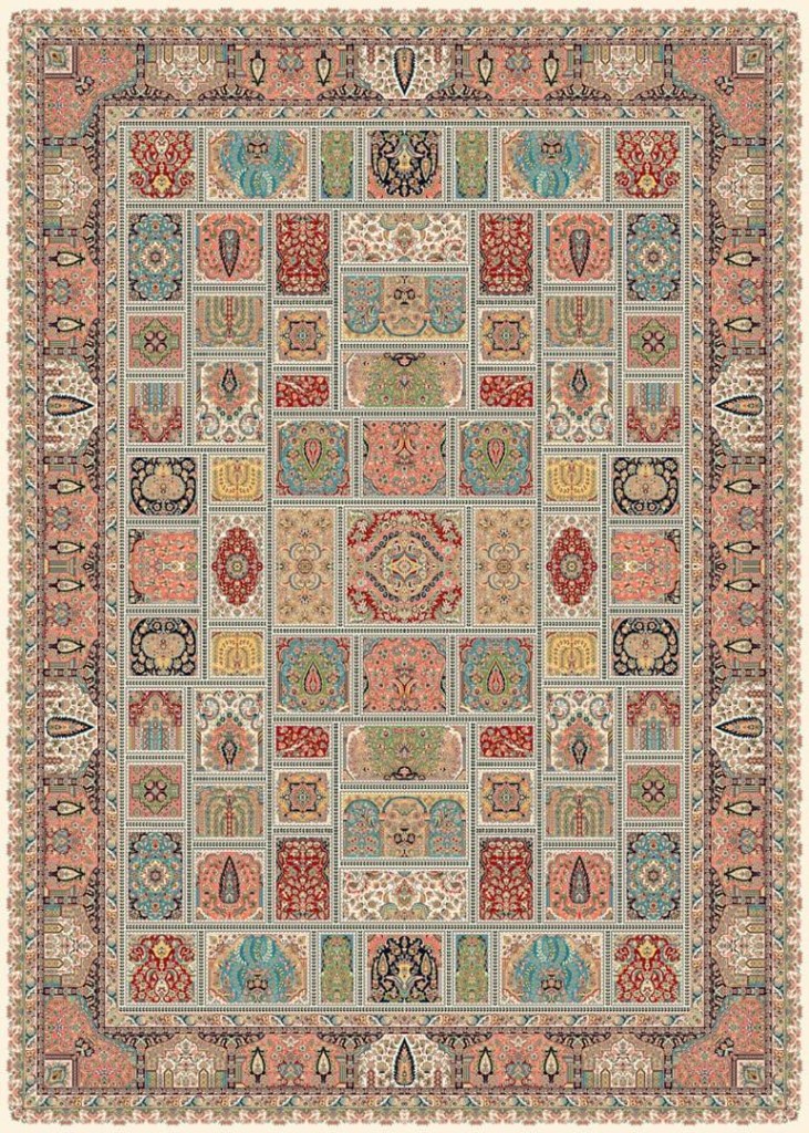 Navy field cream border medallion carpet