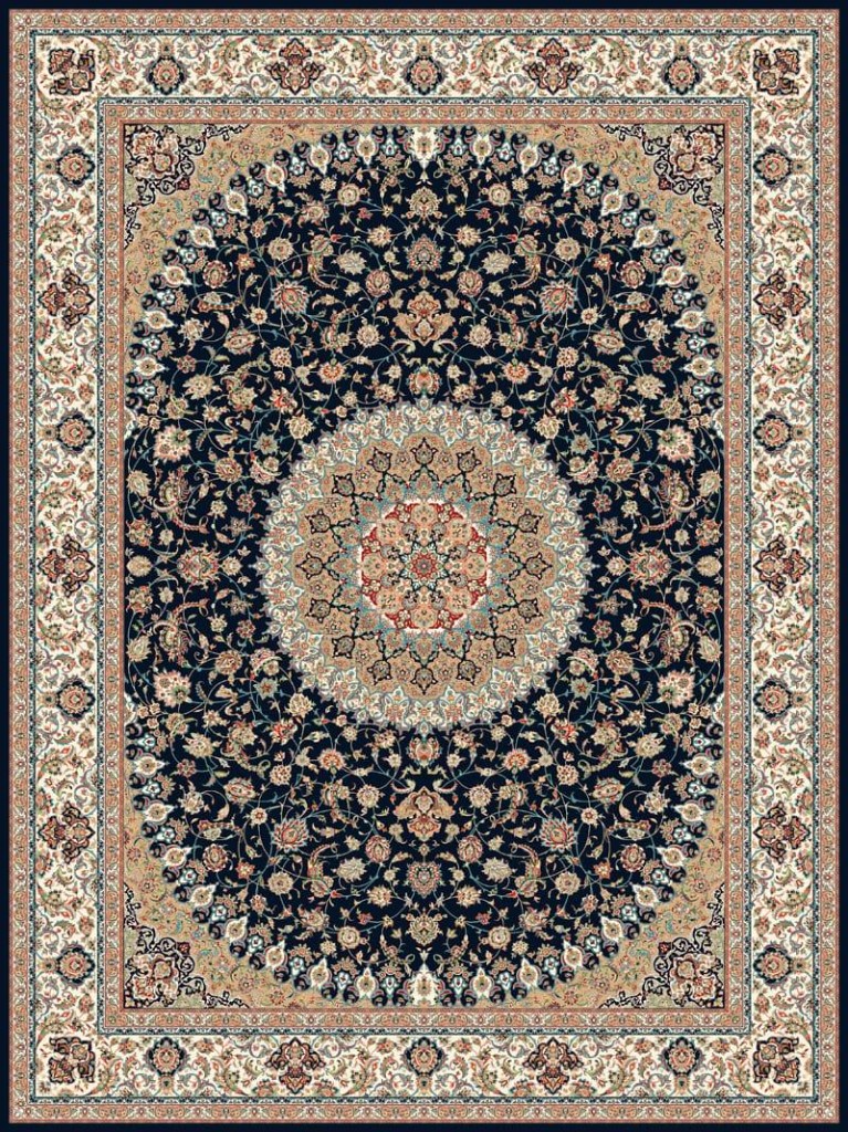 Ivory field navy medallion carpet