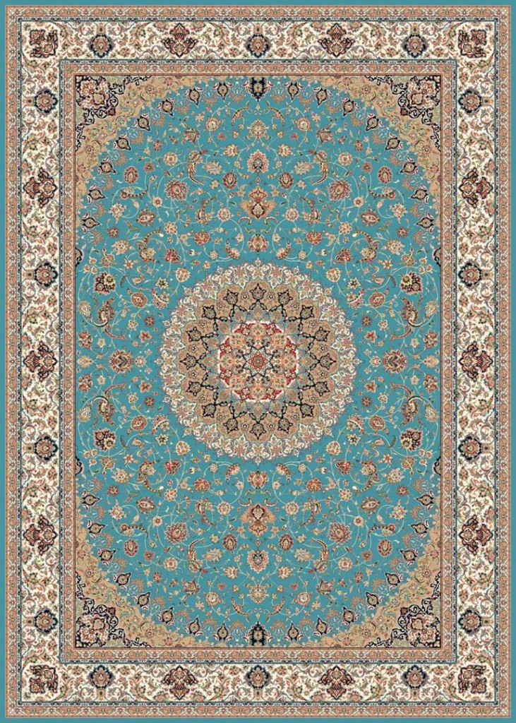 Crimson field cream medallion carpet