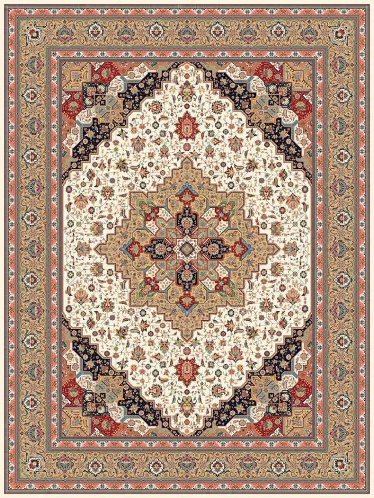 Navy field cream terracotta medallion carpet
