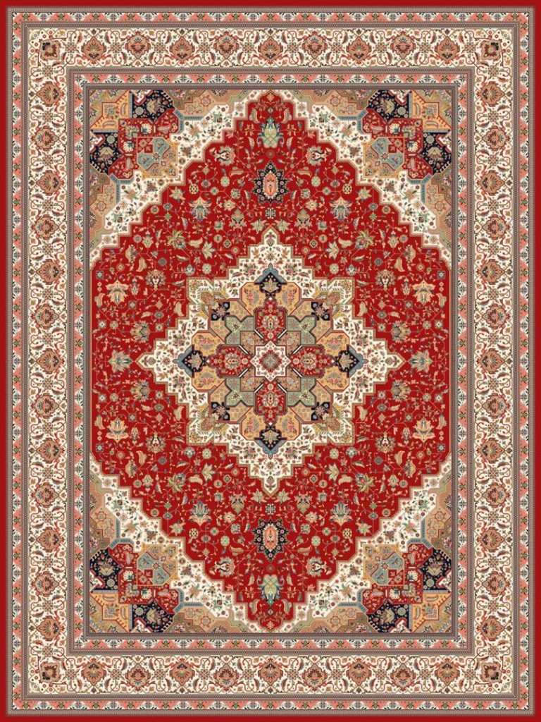 Cream rose scalloped medallion carpet