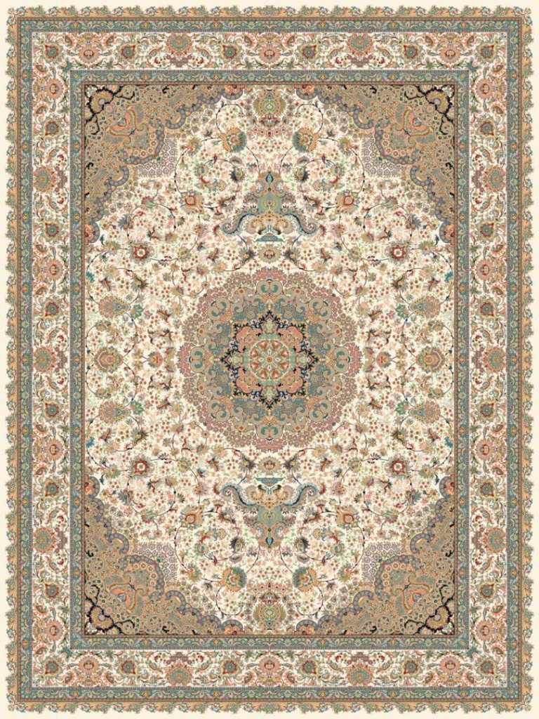 Navy medallion checkered inner border carpet